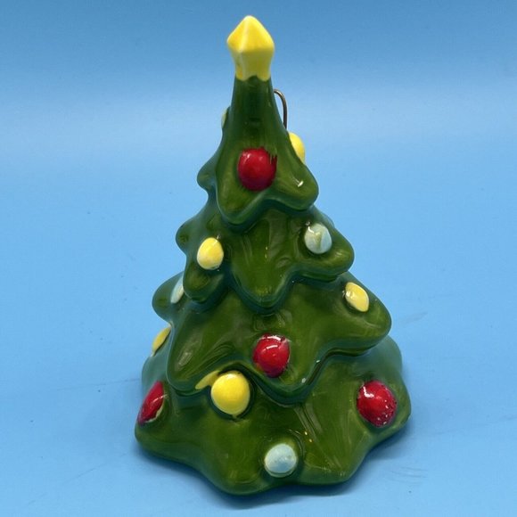 Vintage Norcrest Christmas Tree Bell Ornament  4” Ceramic Crafted In Japan - Picture 7 of 7